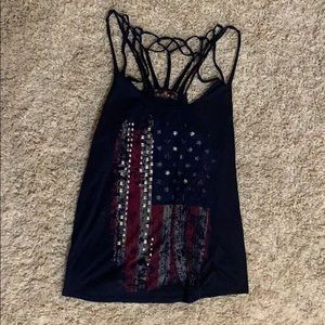 Almost famous large string back shirt star stripes